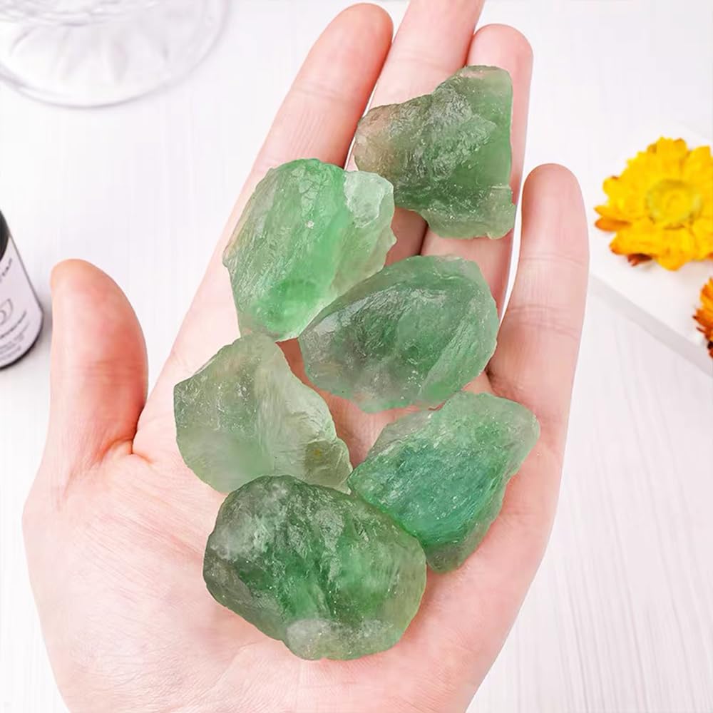 2PCS Natural Raw Stone Healing Crystals Bulk Healing Gemstones for Reiki Tumbling Fountain Rocks Meditation Garden Home Decor (Green Fluorite)