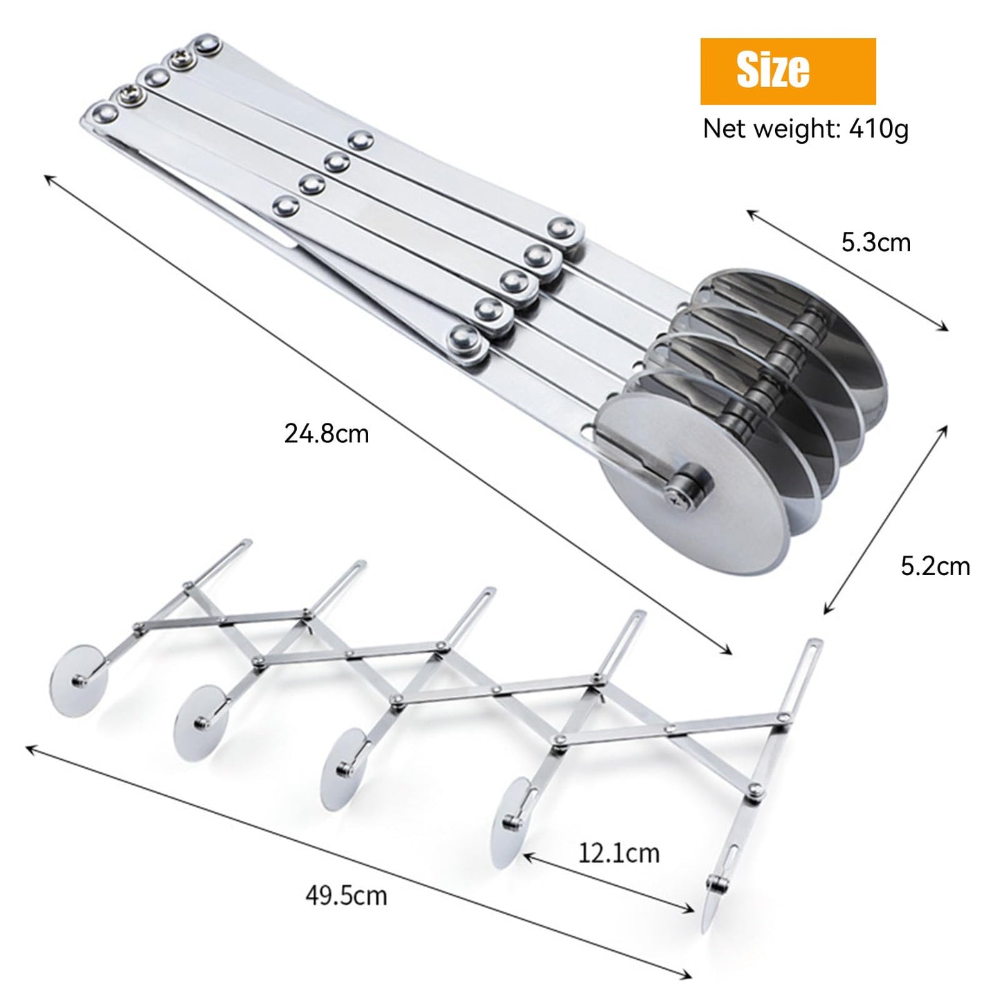 5 Wheel Pastry Cutter, Stainless Steel Pizza Slicer, Expandable Dough Cutter, Multi-Round Pastry Knife, Baking Cutter Roller Cookie Ravioli Cutter Wheel Divider