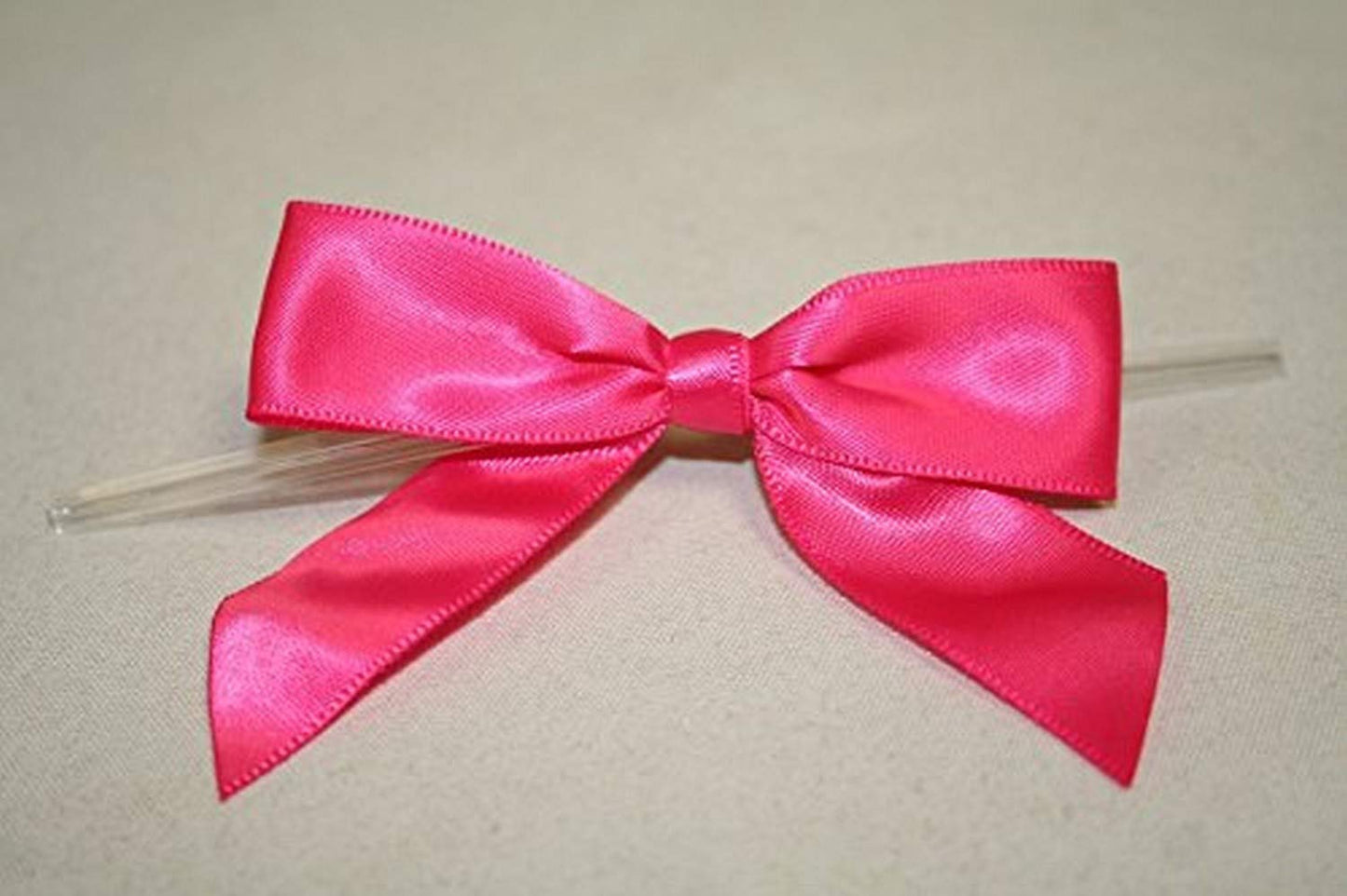 Reliant Ribbon 5170-17505-3X2 Satin Twist Tie Bows - Large Bows, 7/8 Inch X 100 Pieces, Shocking Pink