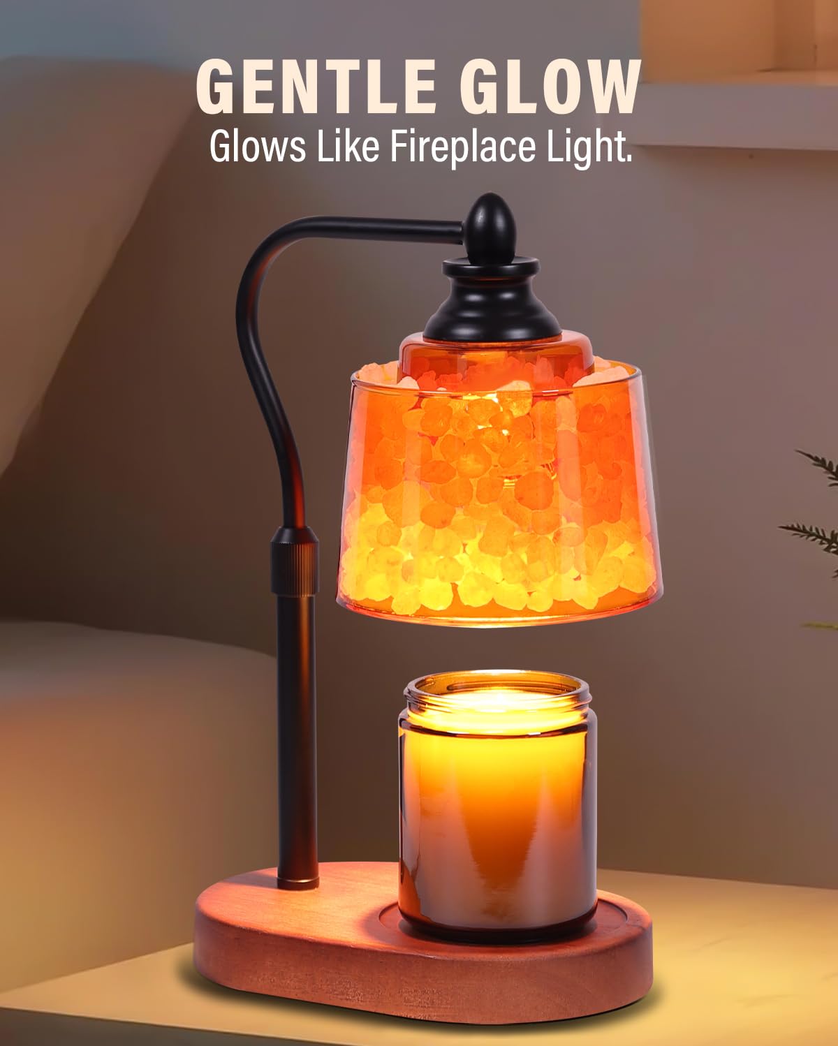 ZAXLZMHSD 3-in-1 Candle Warmer Lamp with Timer Dimmable, Himalayan Salt Lamp & Passive Diffuser, Gifts for Women, House Warming Gifts, Wax Melt Warmer for Jar Candles