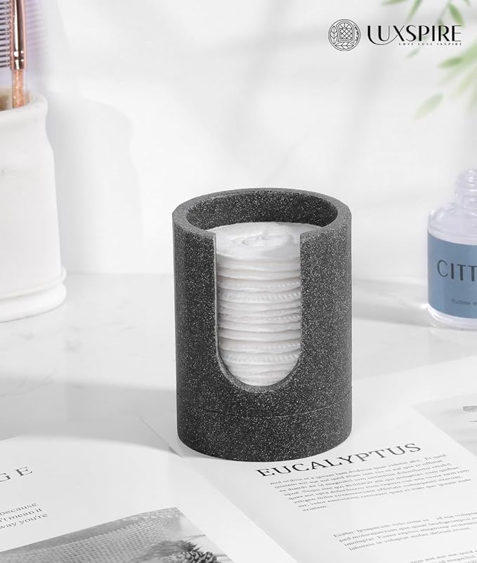 Luxspire Bathroom Cup Dispenser, 3oz Dixie Cup Dispenser, Resin Dixie Cup Holder, Disposable Paper Cup Holder for Bathroom, Cotton Pad Holder, Guest Bathroom Essentials, Gray