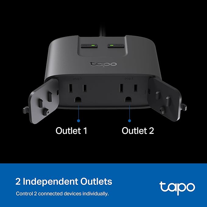 TP-Link Tapo Matter Outdoor Smart Plug, 2 Individual outlets, IP65 Weather Resistance, Works with Apple Home, Alexa, Google Home, Long Wi-Fi Range, 2.4G Wi-Fi Only, ETL Certified(Tapo P400M)