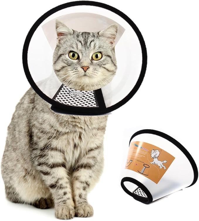 QIYADIN Plastic Pet Recovery Collars & Cones for Dogs and Cats After Surgery Adjustable Dog Neck Cone Surgical Elizabeth E-Collar Prevent Biting and Stop Licking Wound (M)