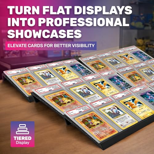 Trading Card Display Risers for Zion Cases - Tiered Display Stand for Zion Cases & Retail Glass - Graded Card Display Stand for MTGG & Sports Cards - Made in USA - 10 Pack