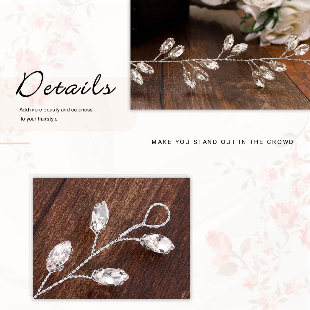 JAKAWIN Bride Wedding Hair Vine Accessories Bridal Hair Piece for Women HV190 (1 Silver)