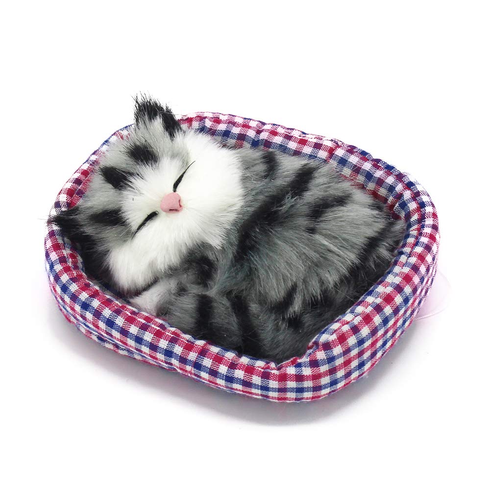 Coolayoung 2Pcs Sleeping Cat in Pet Pad Doll Toy, Mini Kitten in Pet Pad with Meows Sounds Decor for Office Desk Hand Toy Gift for Kids Boys Girls