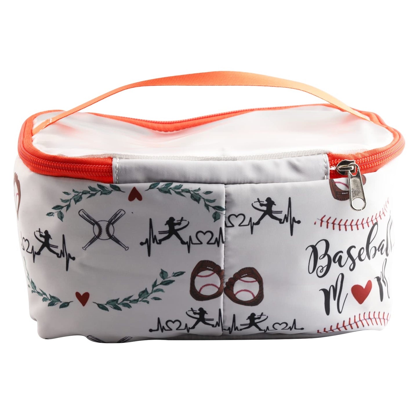PXTIDY Baseball Mom Zipper Cosmetic Case Baseball Sport Mom Survival Kit Makeup Case Organizer Cosmetic Bag