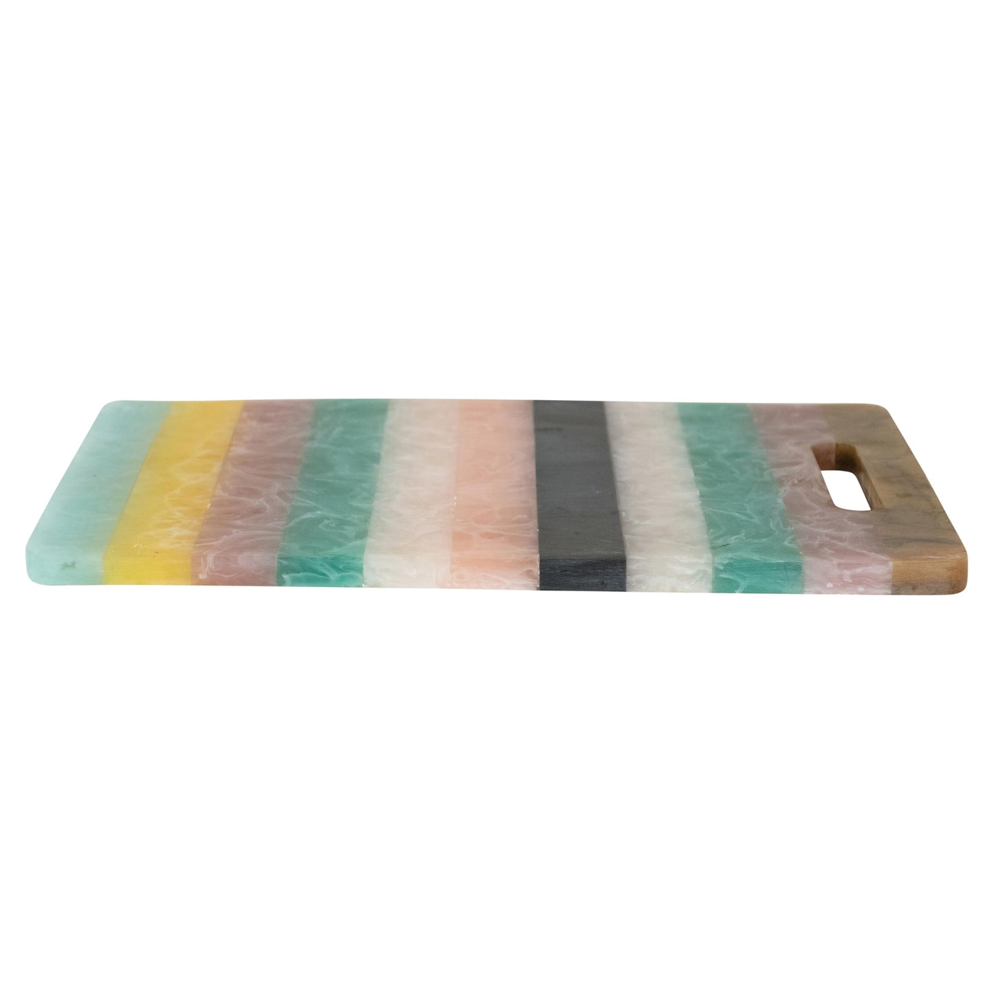 Creative Co-Op Marbled Resin Striped Cheese and Serving Board with Handle, Multicolor