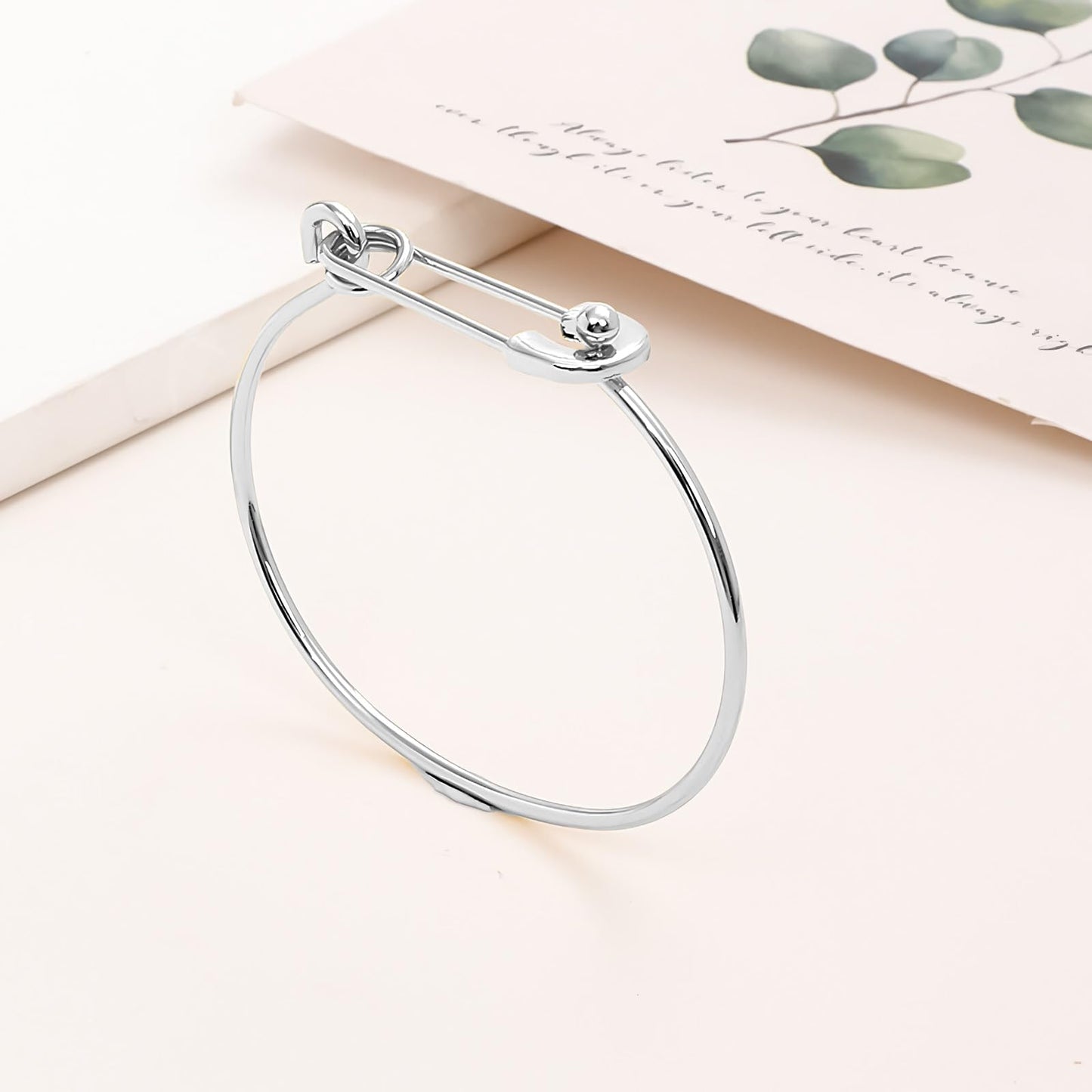 Baoaichi Handmade Sterling Silver Bangle Bracelet for Women Trendy Paperclip Cuff Bracelets Safety Pin Hook Bangle Bracelets Simple Cuff Bangles Stackable Wrap Bracelet Jewelry Gifts for Women