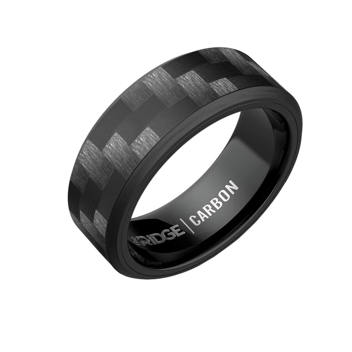The Ridge Carbon Fiber 3K Beveled Ring Comfort Fit Wedding Band - 13