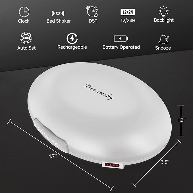 DreamSky Vibrating Alarm Clock for Heavy Sleepers Adults Under Pillow
