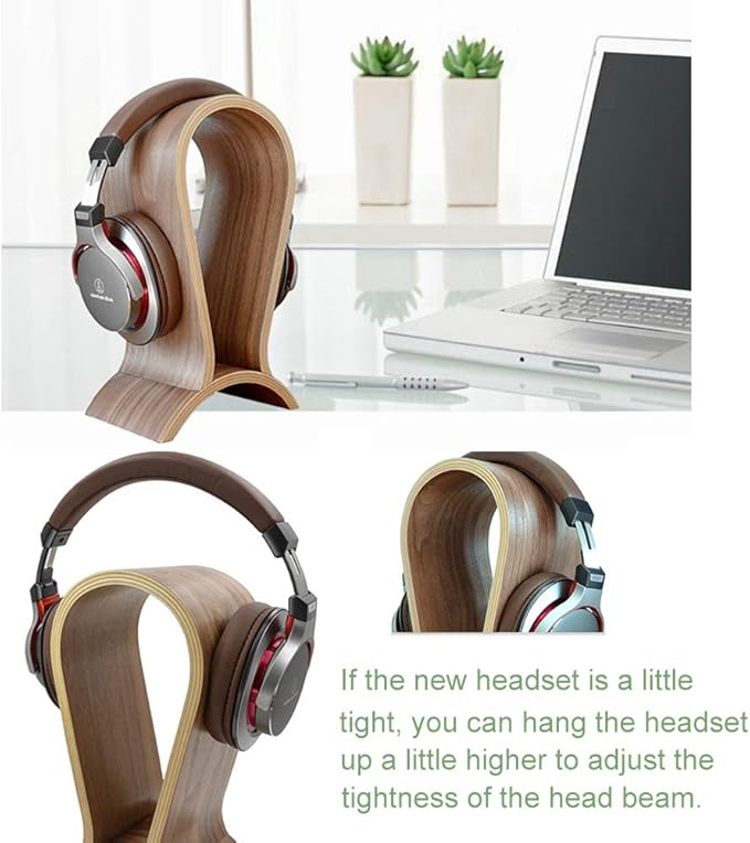 Headphone Stand Wood, Headset Stand for Desk, Walnut Gaming Headphone Holder Compatible for Sennheiser, Bose, Beats, Razer, AKG, Airpod Max, HyperX, Sony PS4 et.
