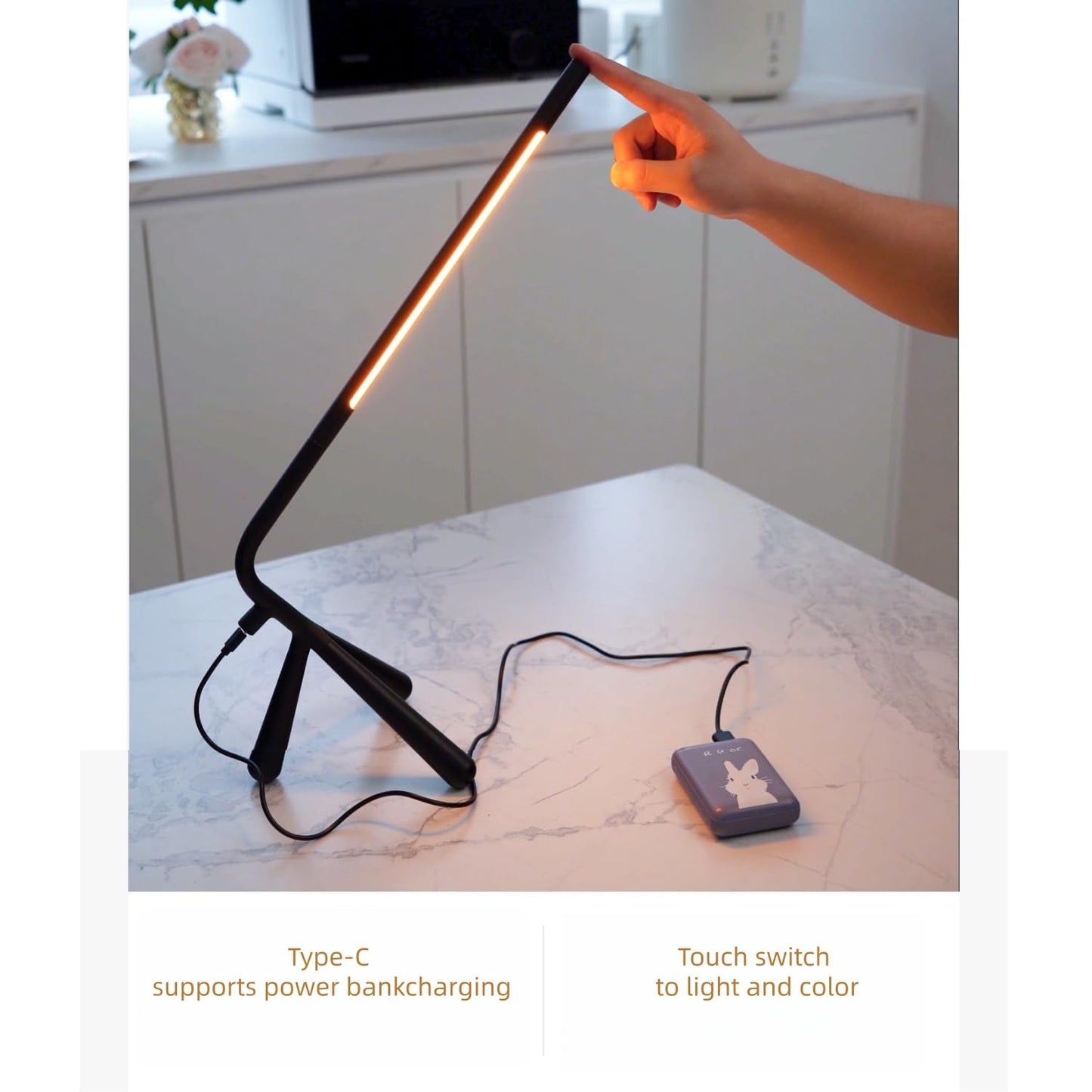 Simisand LED Creative Desk Lamp with USB Tybe-c Stepless Dimmable Eye Caring Desk Light for Home Office Bedroom Bedside College Dorm, Reading Lamp,Decorative Gift Table Lamp Red Orange