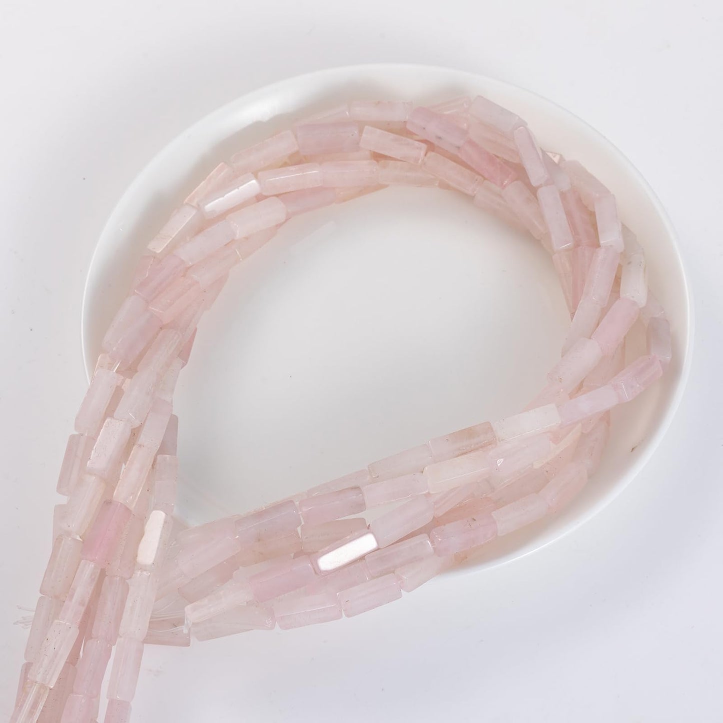 Natural Rose Quartz Crystal Rectangle Tube Beads 4x13mm 38cm/str Loose Semi Gemstone Stone Beads for Making Bracelets Necklace Earrings