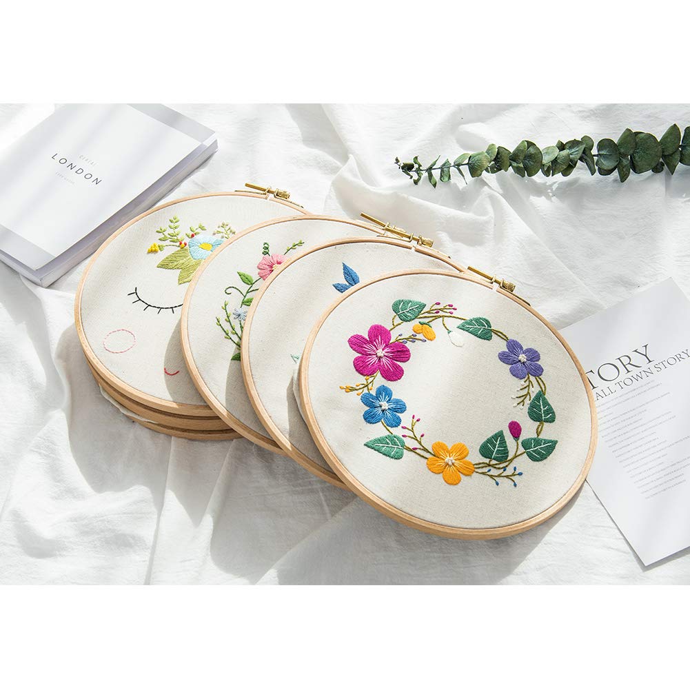 2 Pack 7 Inch Embroidery Hoop, Guofa 18CM Beech Wood Cross Stitch Hoops, Decorative Hanging Embroidery Frame for Needlepoint Sewing Project