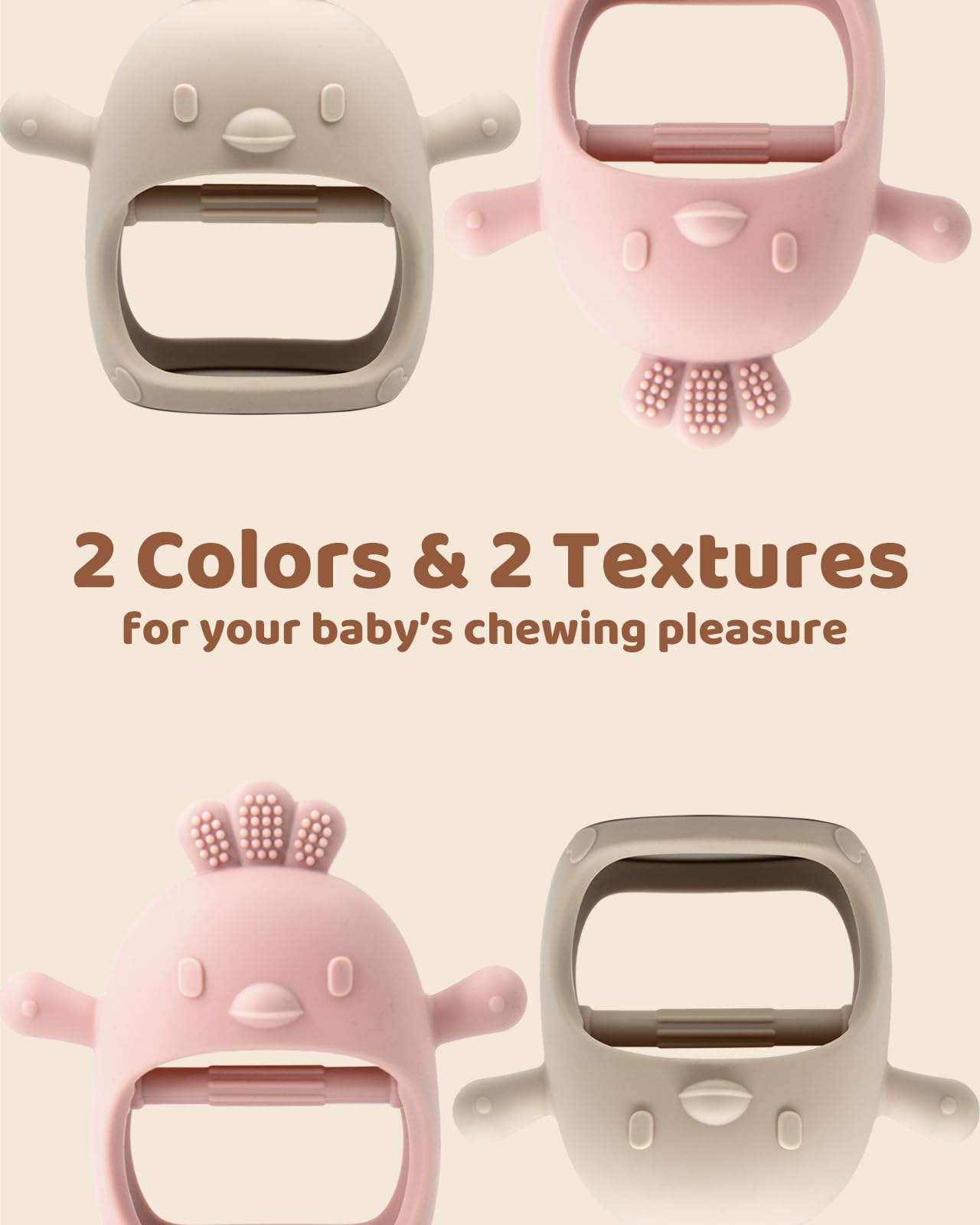 Baby Teething Toy for 0-6 6-12 Months, Food Grade Silicone Teething Mitten, Anti Dropping Wrist Hand Teethers Baby Chew Toys for Sucking Needs, BPA Free