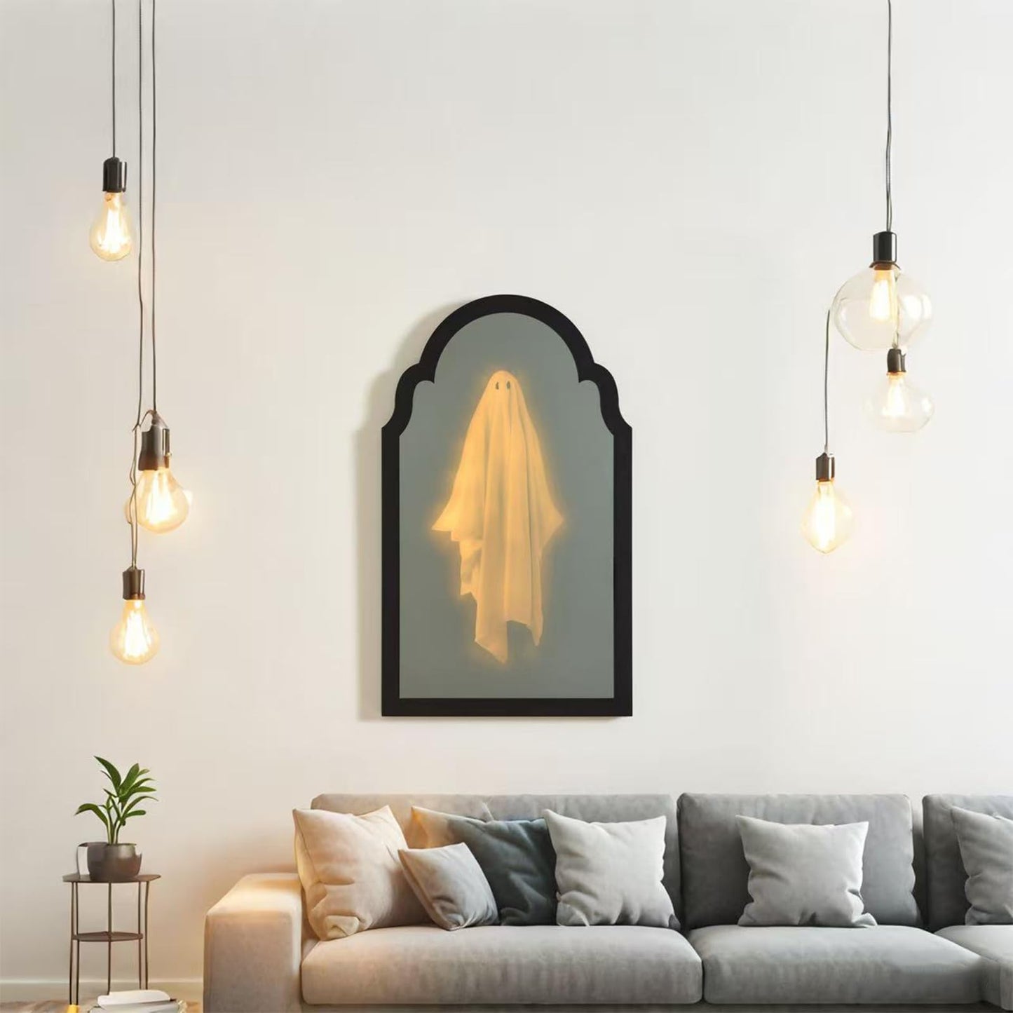 Halloween Hologram Ghost Mirror with Glowing Creepy Eyes & Atmospheric Wall Mirror, 2025 Novelty Home and Kitchen Decoration (Large)
