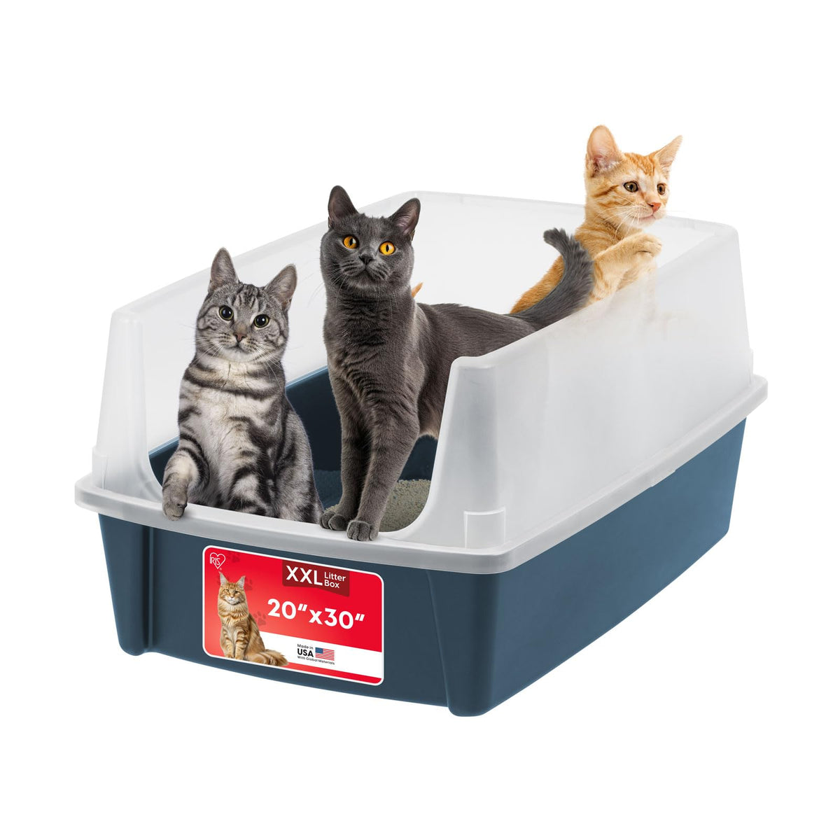 IRIS USA XX-Large Side Entry Cat Litter Box, Navy