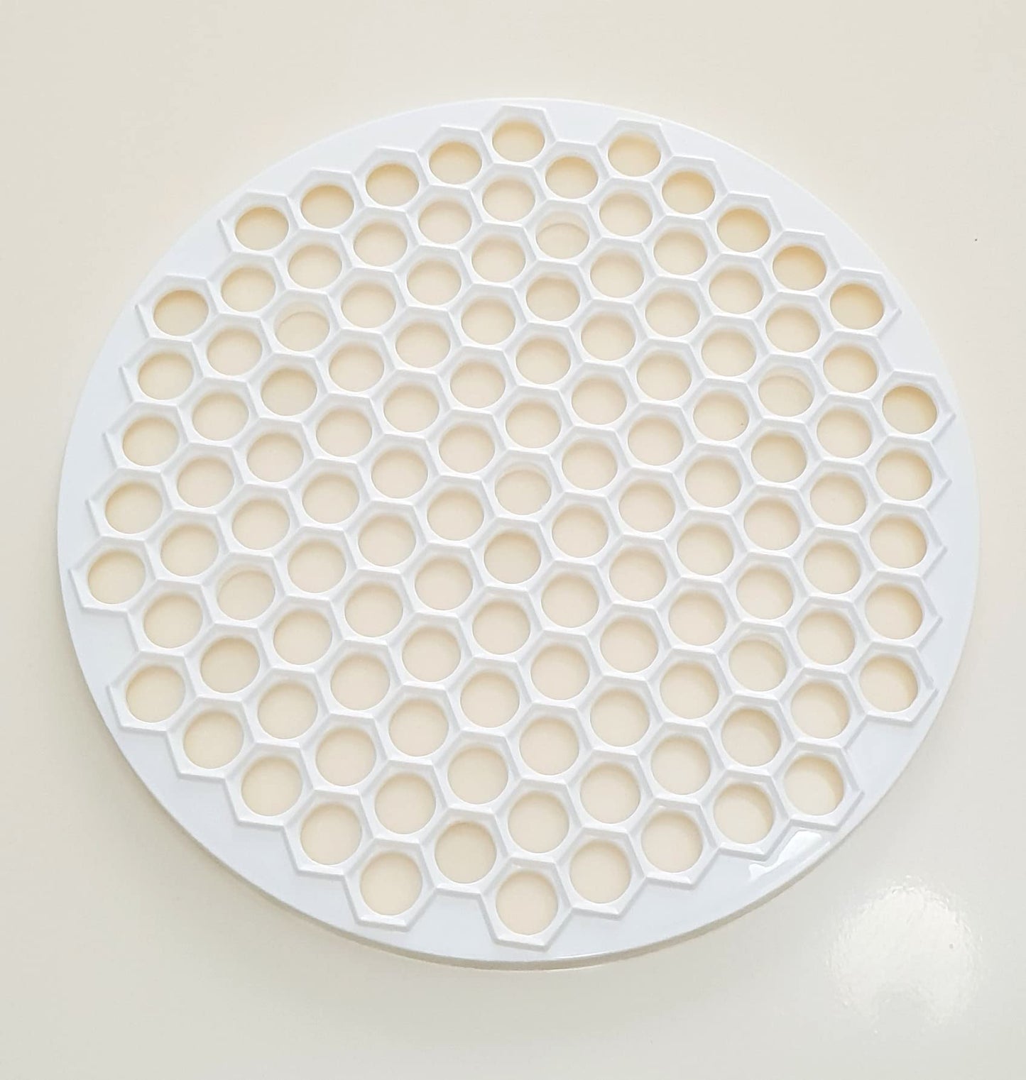 Pratic Circle Ravioli Mold - Small Holes, 121 Dough Rounds - 12.5" Dough Cutter, Manti Maker - White