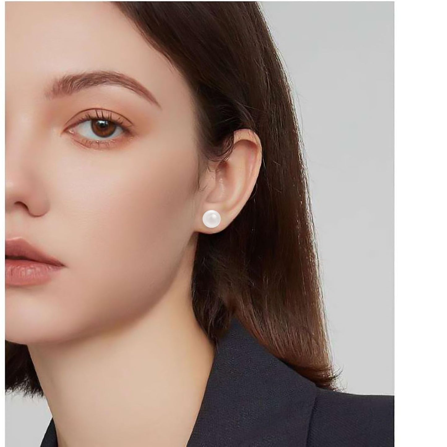 Airokiy Pearl Magnetic Earrings for Women 8mm Pearl Clip on Earring Silver Non Pierced for Bride