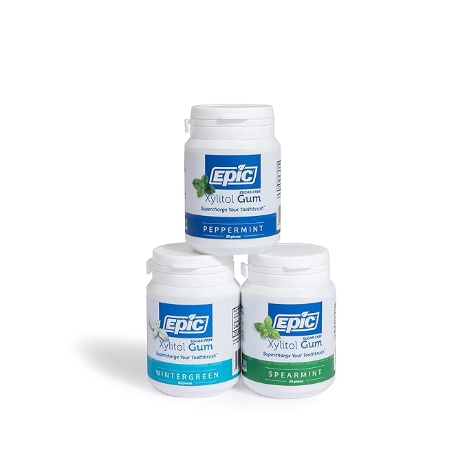Epic Gum - Aspartame Free 100% Xylitol - Chewing Gum Sugar Free Gum - Peppermint, Spearmint, Wintergreen Variety, 50 Pieces (Pack of 3)