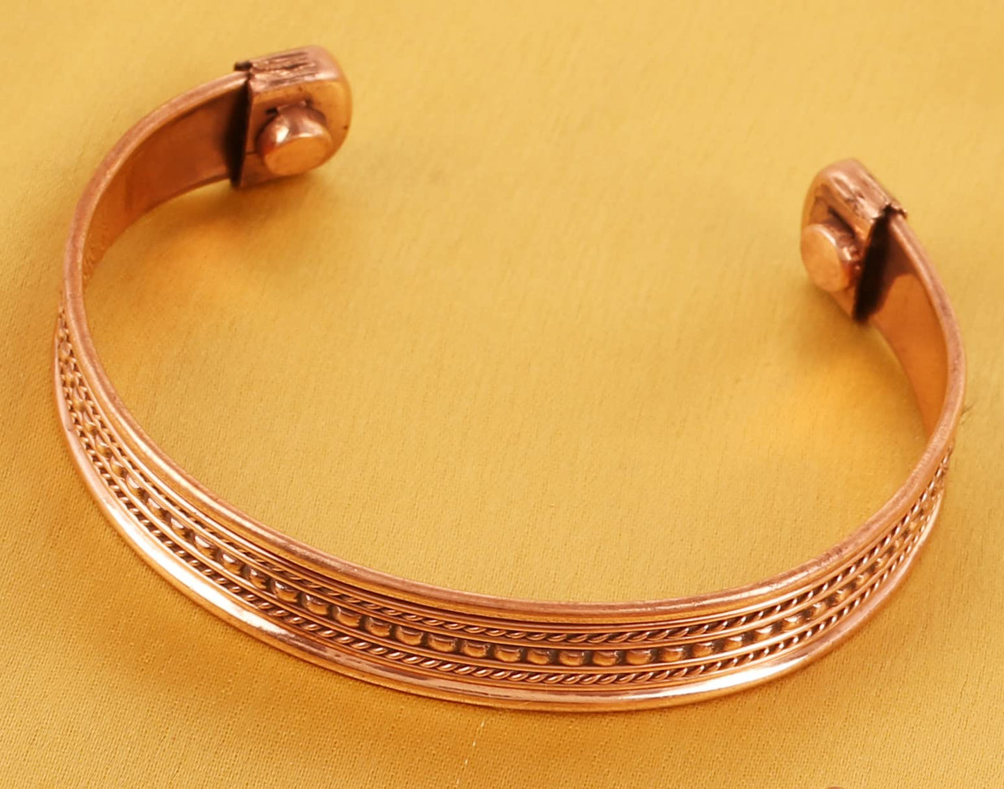 Touchstone Copper Magnetic Hand Forged With Solid And High Gauge Tibetan Magical Minimalistic Elegance Pure Copper Bracelet In Natural Copper Tone.