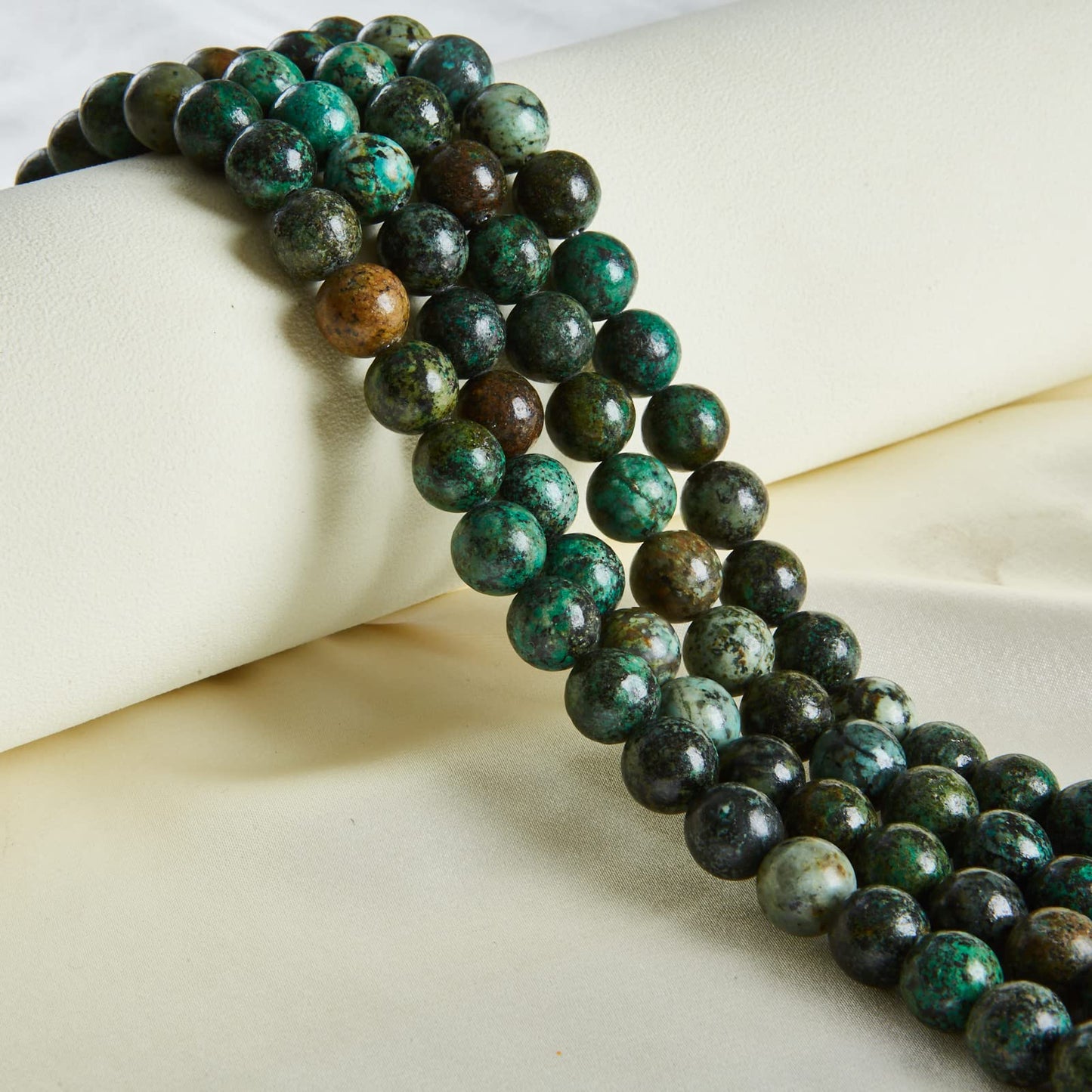 60pcs 6mm African Turquoise Beads Natural Gemstone Beads Round Loose Beads for Jewelry Making