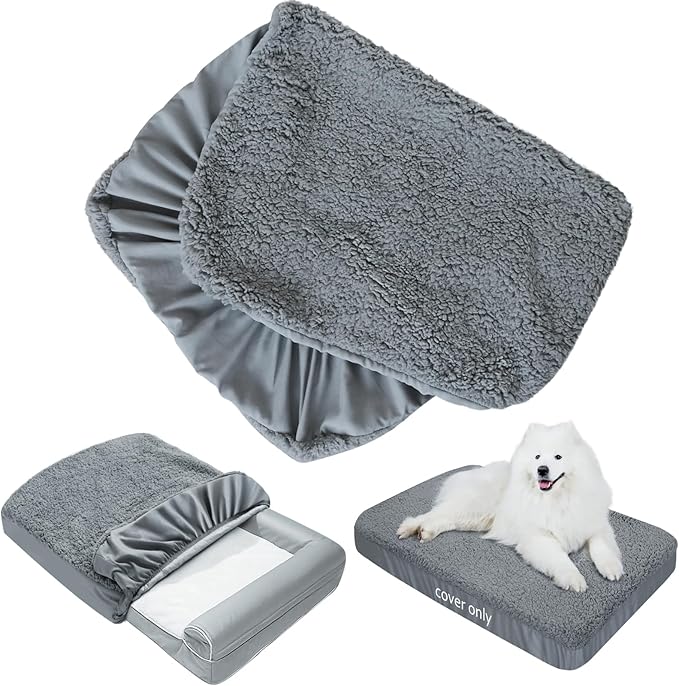 Dog Bed Covers Soft Plush Replacement Washable, 54x44 Inches, Cover Only