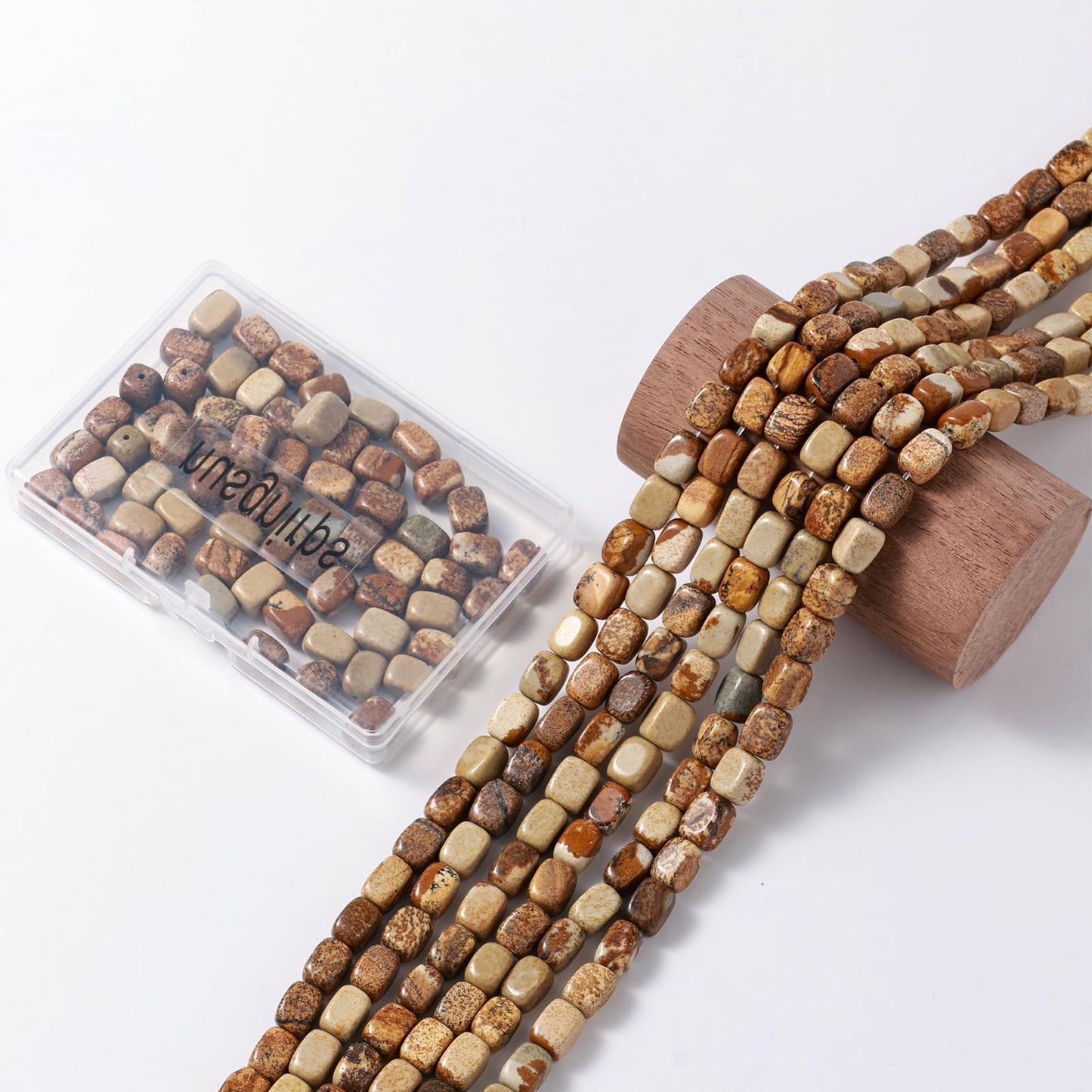 Natural Large Brown Picture Jasper Cube Stone Beads 8x11mm 38cm/str Loose Semi Gemstone Stone Square Beads for Making Bracelets Necklace