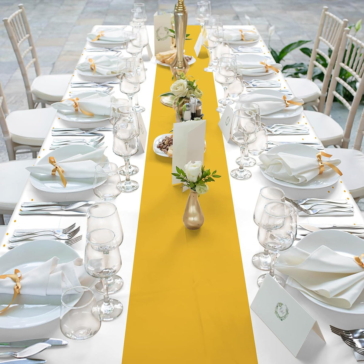 1Pcs White and Gold Tablecloth Party Decorations,Plastic White Table Cloth Printed Gold Table Runner Disposable Rectangle Tables Cover for Birthday Wedding Anniversary Graduation Party,54 x108 Inch