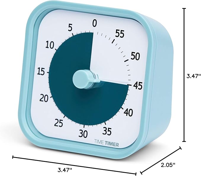 TIME TIMER Home MOD - 60 Minute Kids Visual Timer Home Edition - for Homeschool Supplies Study Tool, Timer for Kids Desk, Office Desk and Meetings with Silent Operation (Lake Day Blue)