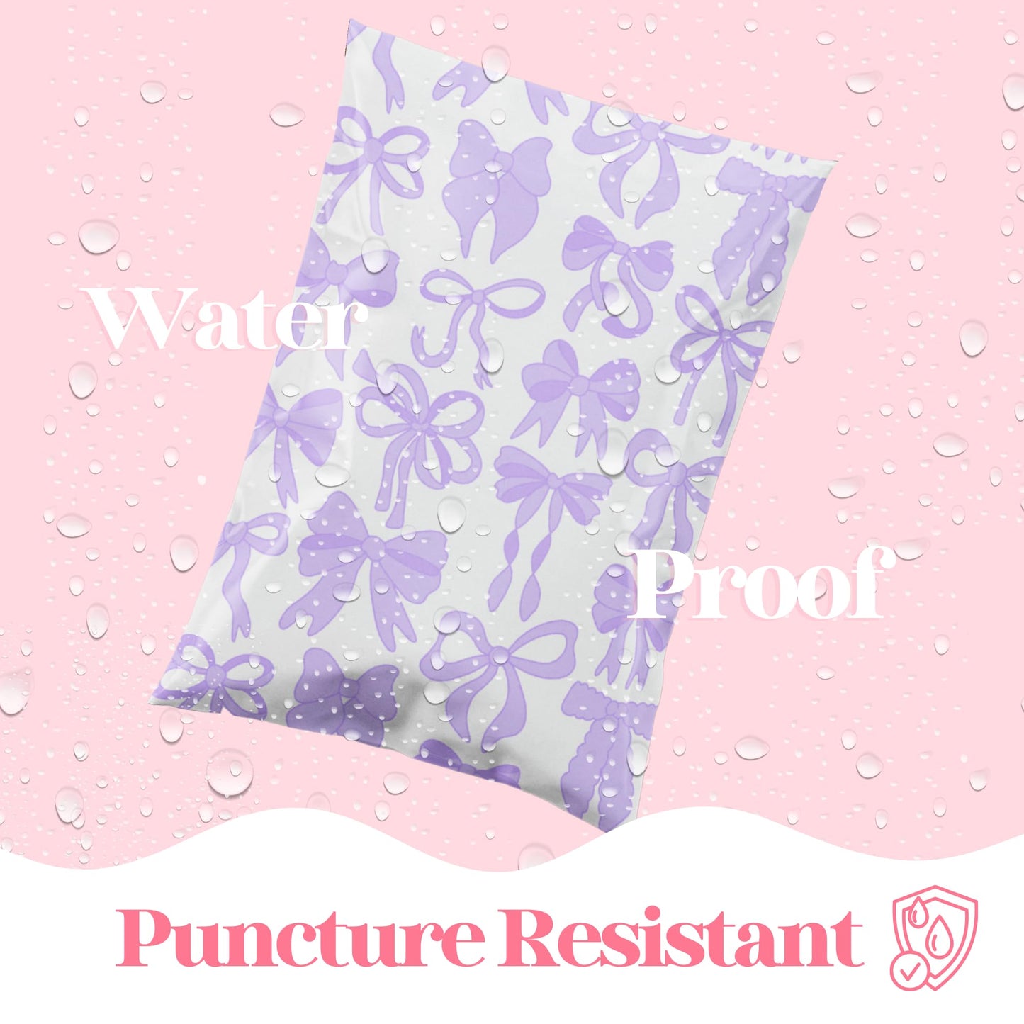 Pretty Package Store 6x9 Designer Poly Mailer 100 Pack Heavy Duty Waterproof Self Seal Shipping Bags for Small Business Large Mailing Envelopes Bulk Tear Resistant Packaging Purple Bows