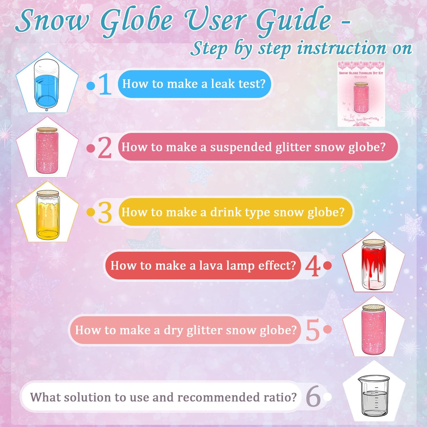 Snow Globe Tumbler Starter Kit DIY Tools, Snow Globe Cup Supplies Craft Too Set, Cups are Not Included