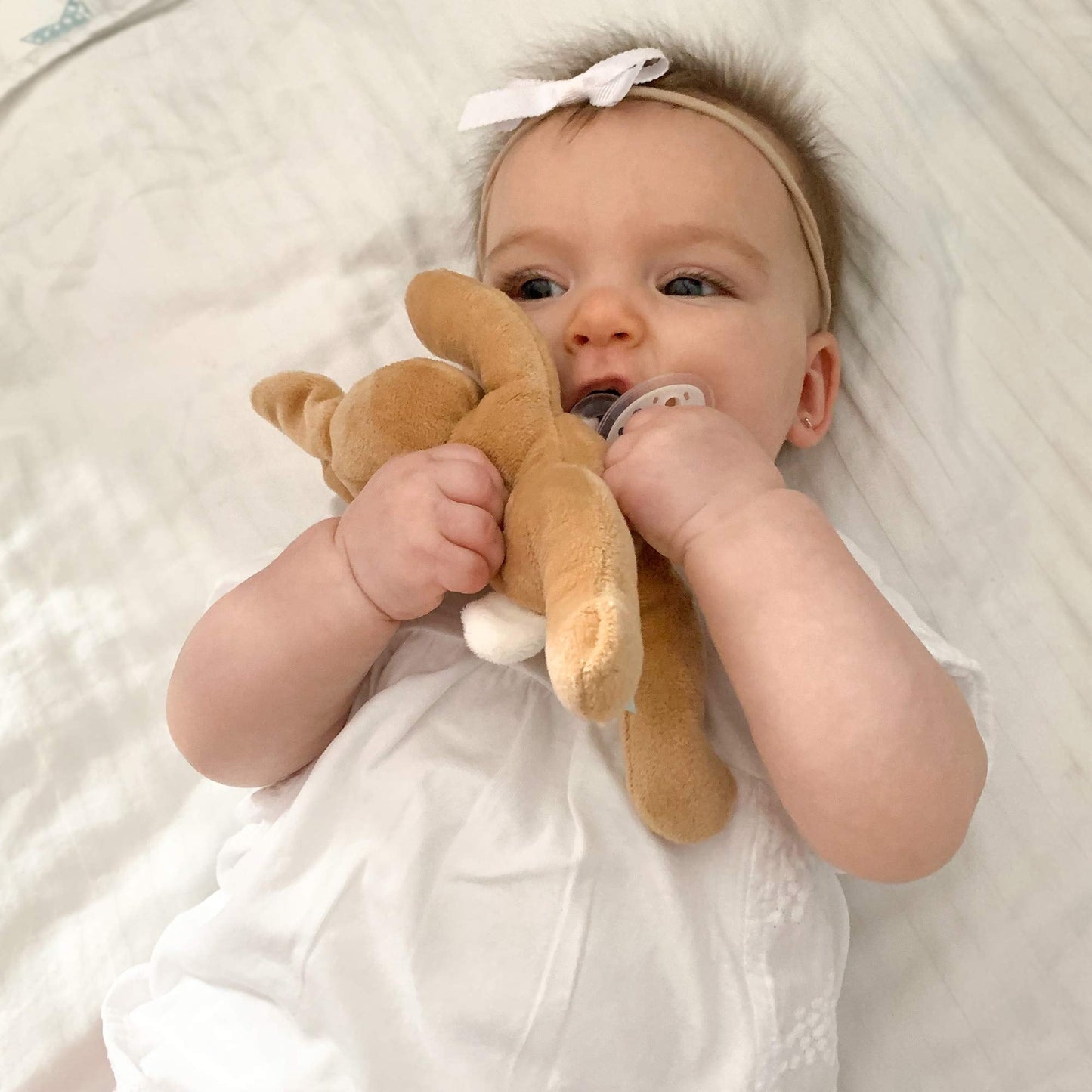 Detachable Rabbit Pacifier Holder - Soft Silicone Pacifier with Plush Animal - Removable, Machine Washable, BPA-Free for Babies 0-24 Months