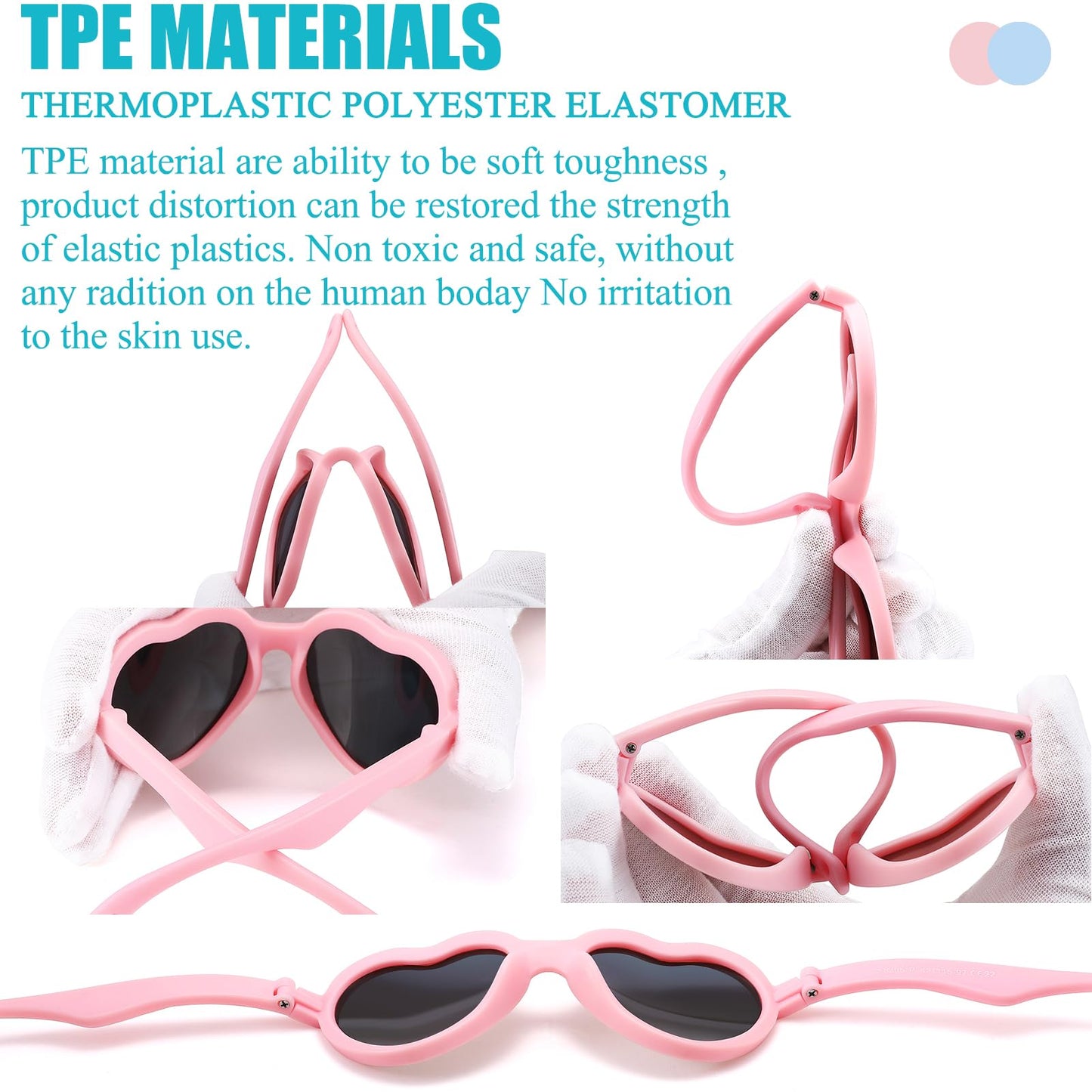 COASION Baby's First Sunglasses with Strap, 3 Pack Unbreakable Polarized Newborn Infant Heart Sunglasses for Ages 0-24 Months (White/Purple Mirror+Pink/Pink Mirror+Purple/Purple Mirror)