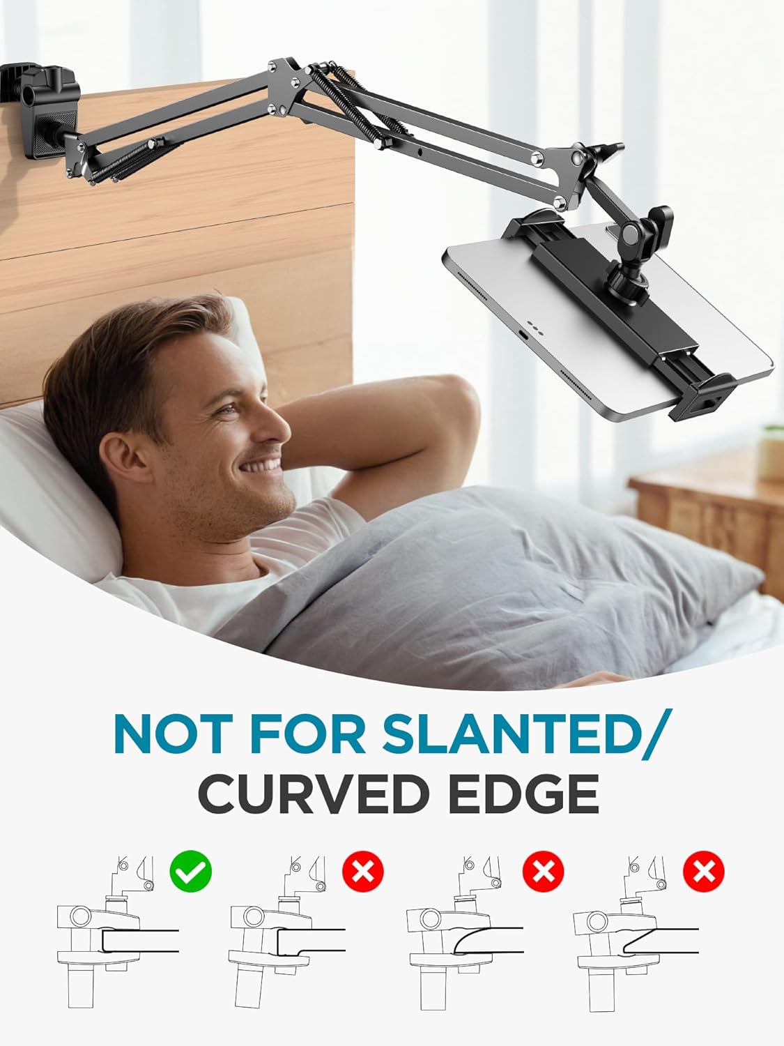 InnoGear Tablet Holder for Bed, Overhead Tablet Stand Phone Holder Tablet Mount for Desk 2 Clamps with Swivel Ball Head for iPad Kindle Switch Graphics Tablets 4-13" Devices