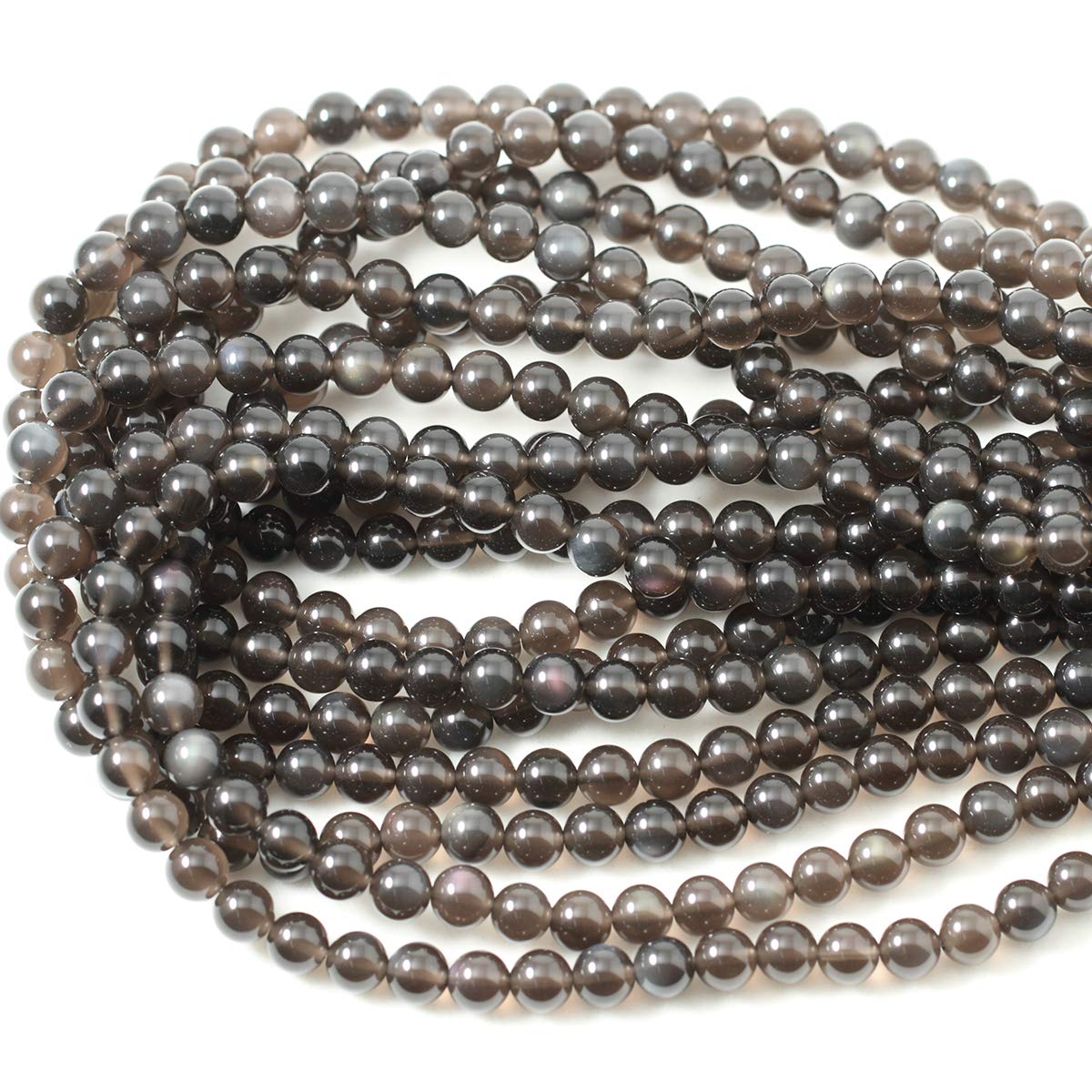CHEAVIAN 45PCS 8mm Natural Ice Obsidian Gemstone Round Loose Beads Crystal Energy Stone Healing Power for DIY Jewelry Making 1 Strand 15"