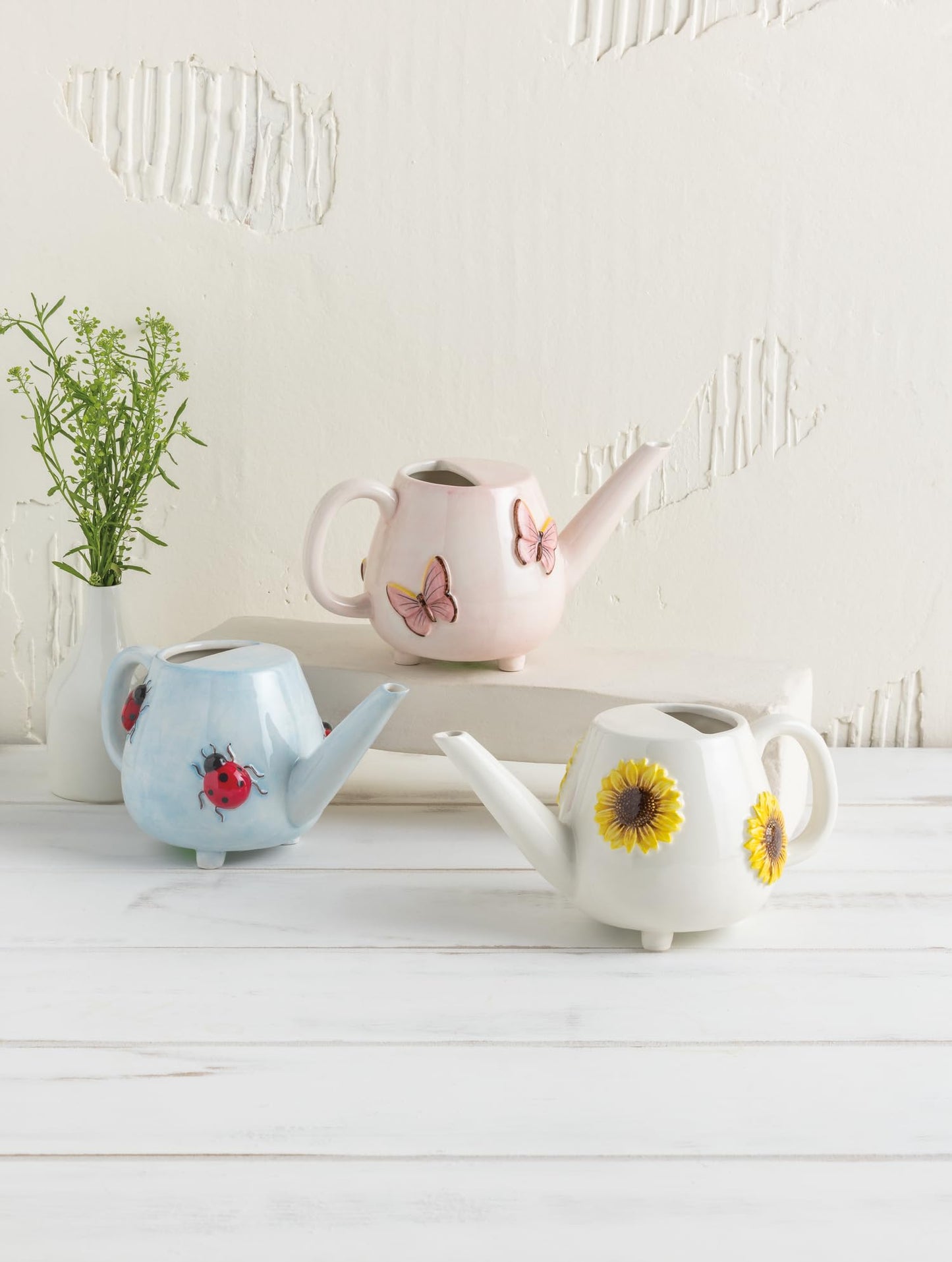Mud Pie Sunflower Ceramic Watering Can