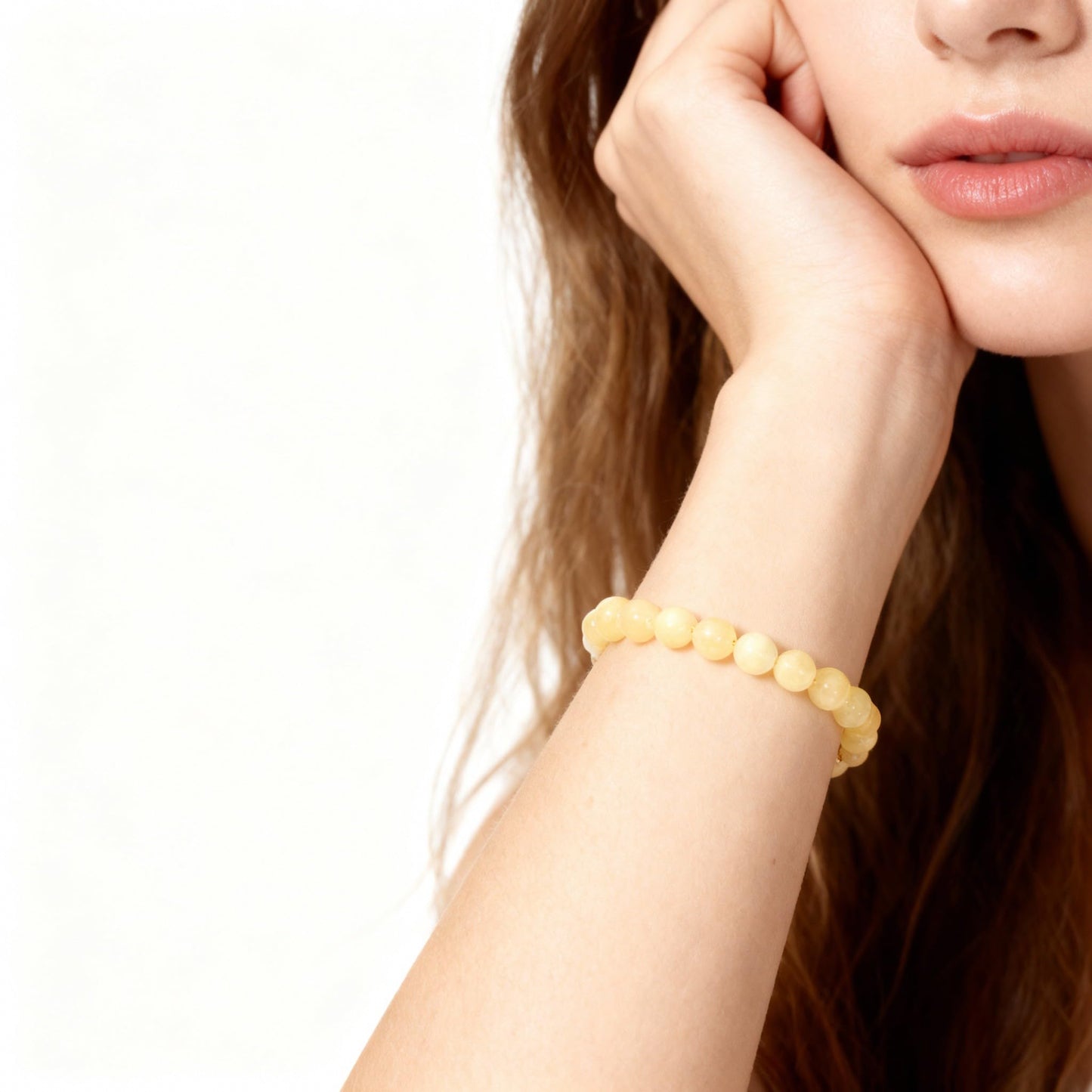 The Vida Handmade AAA+ Quality Crystal Stretch Elastic Bracelet - Nature Gemstone - Jewelry Gift - Holiday Gift - For Women & Men (Orange Calcite)