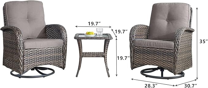 HUMMUH Patio Furniture 6-Piece PE Wicker Outdoor Conversation Set,All-Weather Rattan Swivel Chairs with Ottomans Glider Loveseat for Backyard,Poolside,Deck