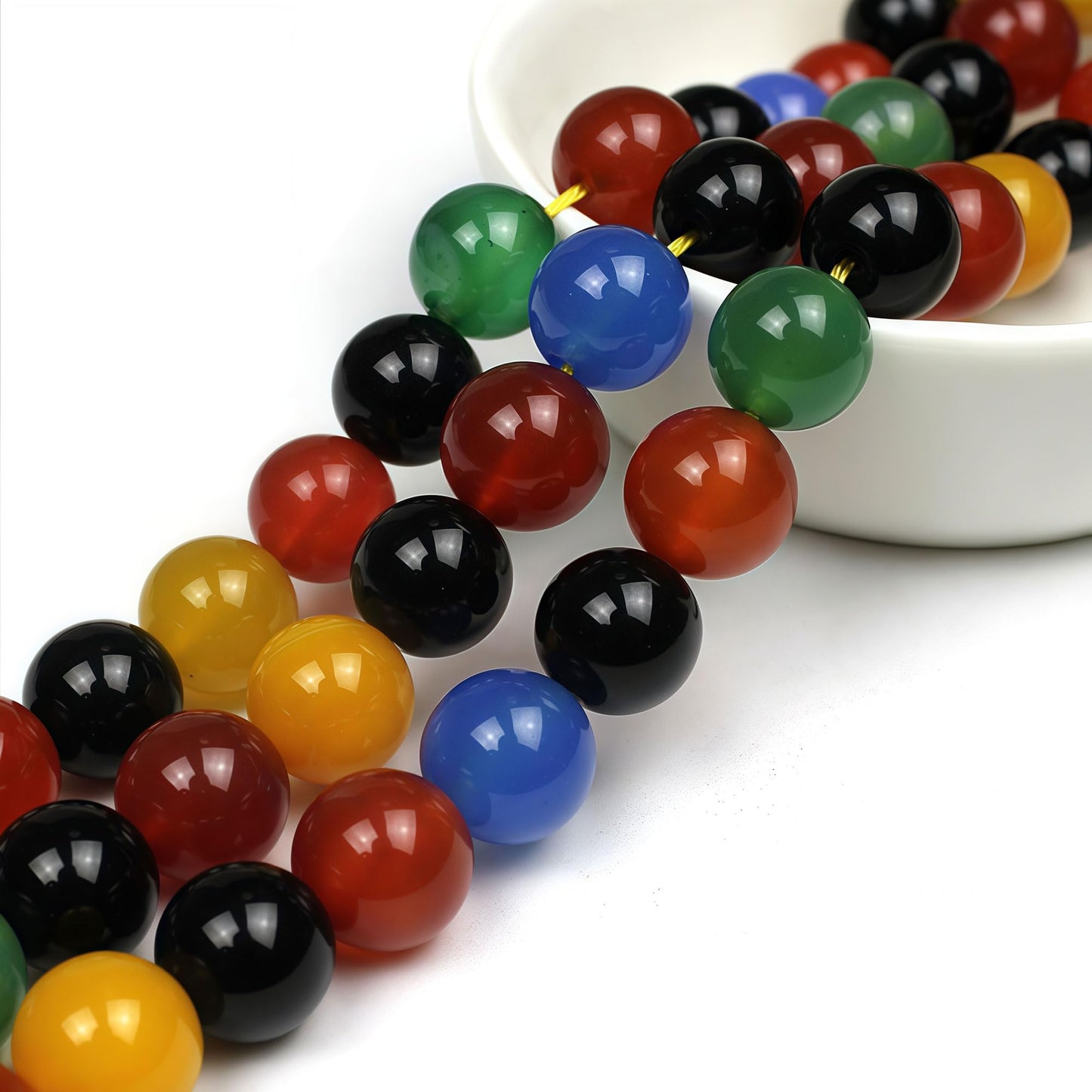 MJDCB AAA Natural Multicolor Agate Beads Round Colorful Stone Energy Healing Beads for DIY Necklace Bracelat Jewelry Making Strand 15" (8mm)