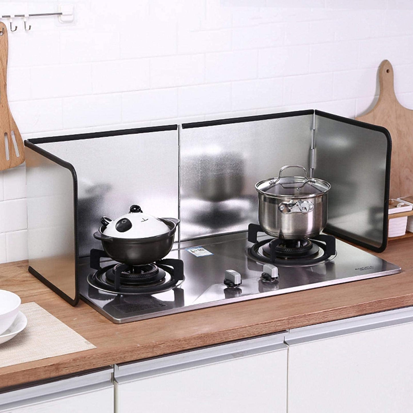 4 Sided Oil Splatter Guard Grease Splatter Guard Stove Splatter Guard, Splatter Guards Splatter Screen for Frying Pan,Large Foldable Splash Guard for Stove Top, Steel Anti Splatter Shield