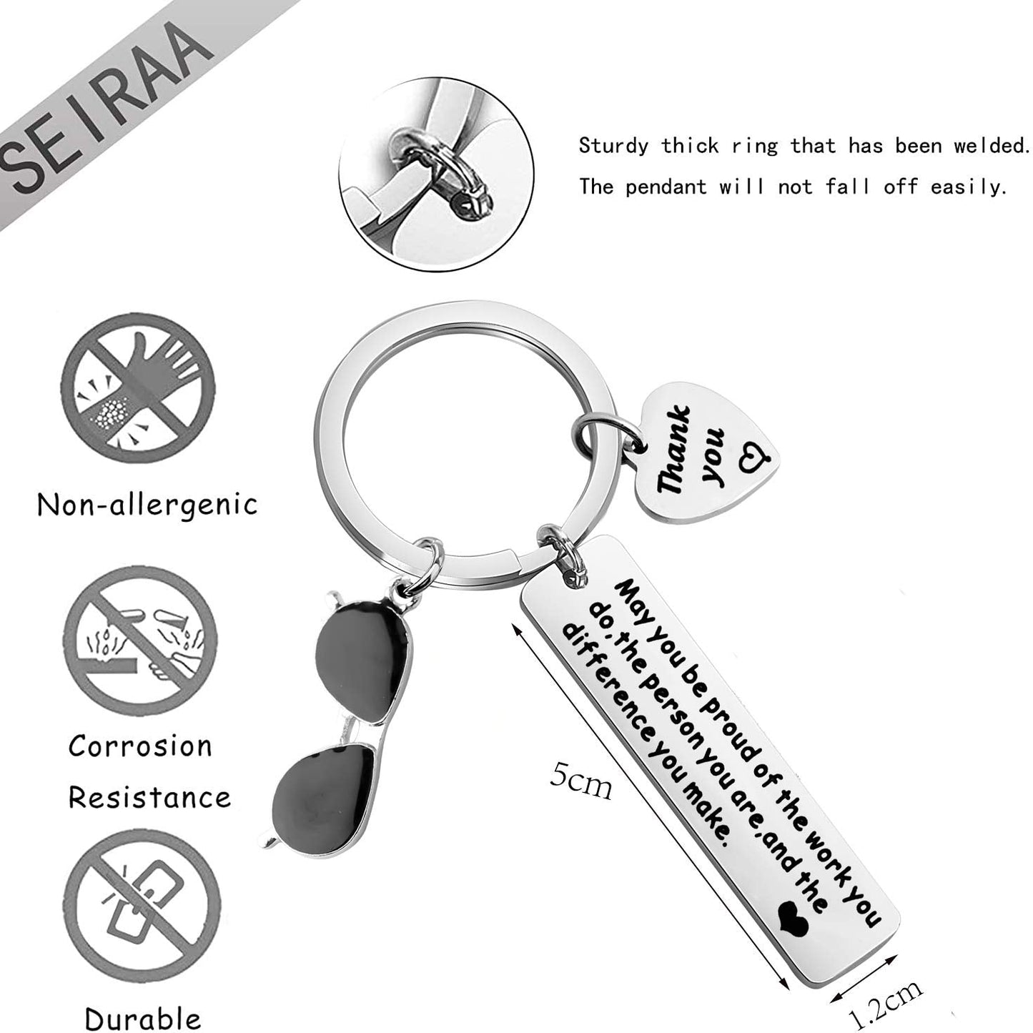SEIRAA Security Guard Gift You Make a Difference Keychain Appreciation Thank You Gift for Safety Officer Security Officer (Security Guard keychain)
