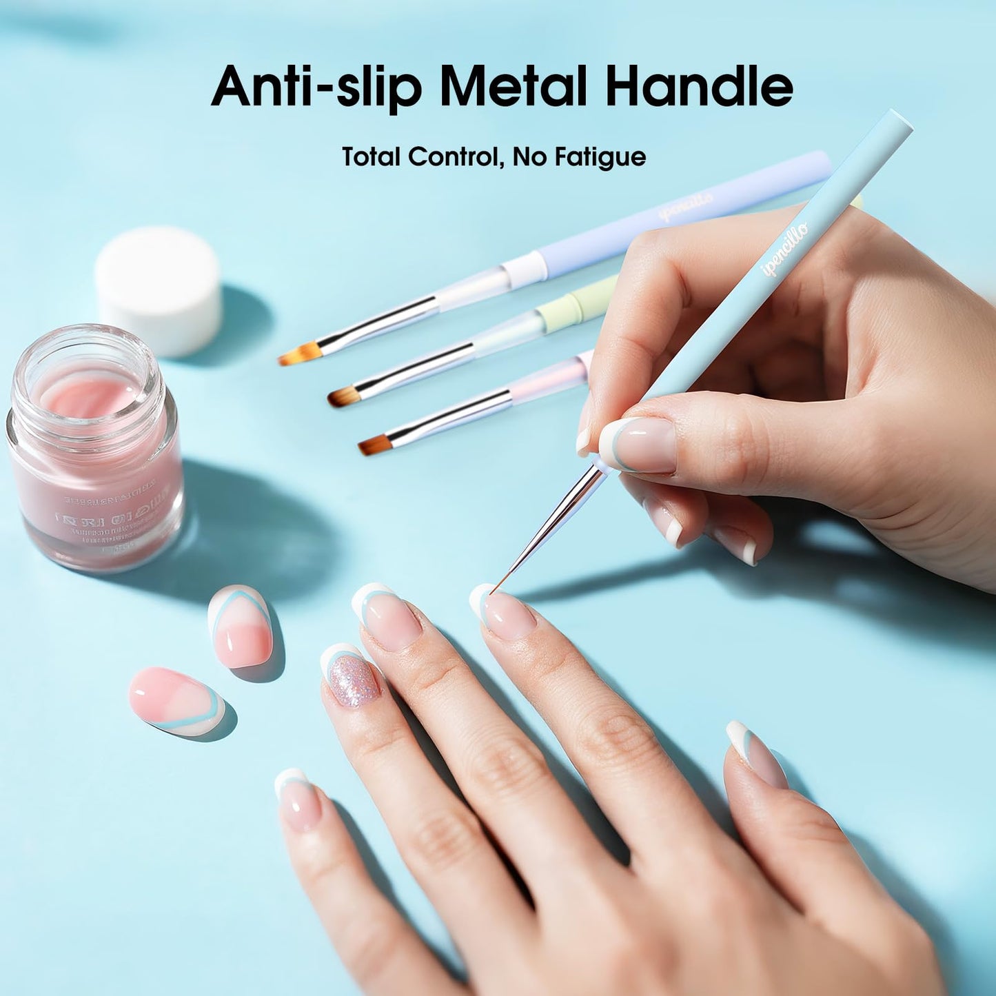 Ipencillo Nail Art Brushes, 6 Pcs Nail Liner Brushes and 6 Pcs Nail Brushes Set for Nail Art Design, Nail Brushes for Nail Art Lines, Nail Art Brushes with Cap