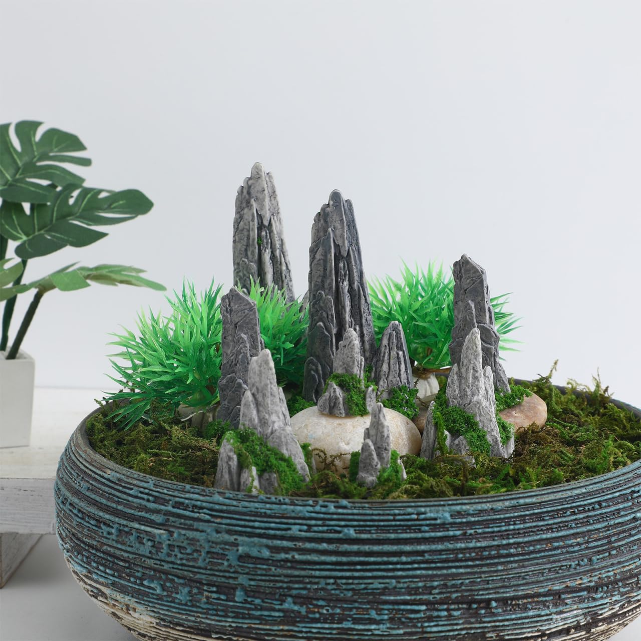 DOITOOL 12PCS Mini Rockery Decoration Zen Garden Accessories Miniature Zen Decor Rockery Statue Miniature Mountain Micro Landscape Decoration Bonsai Ornament Plant Pot Terrarium Decor