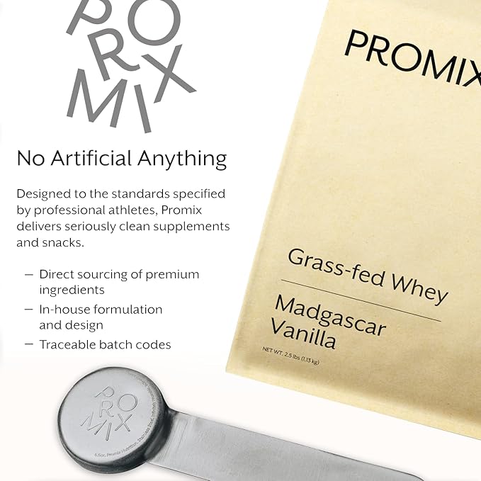ProMix Nutrition Whey Protein Powder, Vanilla - Grass-Fed - Post Workout Fitness & Nutrition Shakes, Smoothies, Baking & Cooking Recipes - Gluten-Free & Keto-Friendly - 2.5 Pound (Pack of 1)