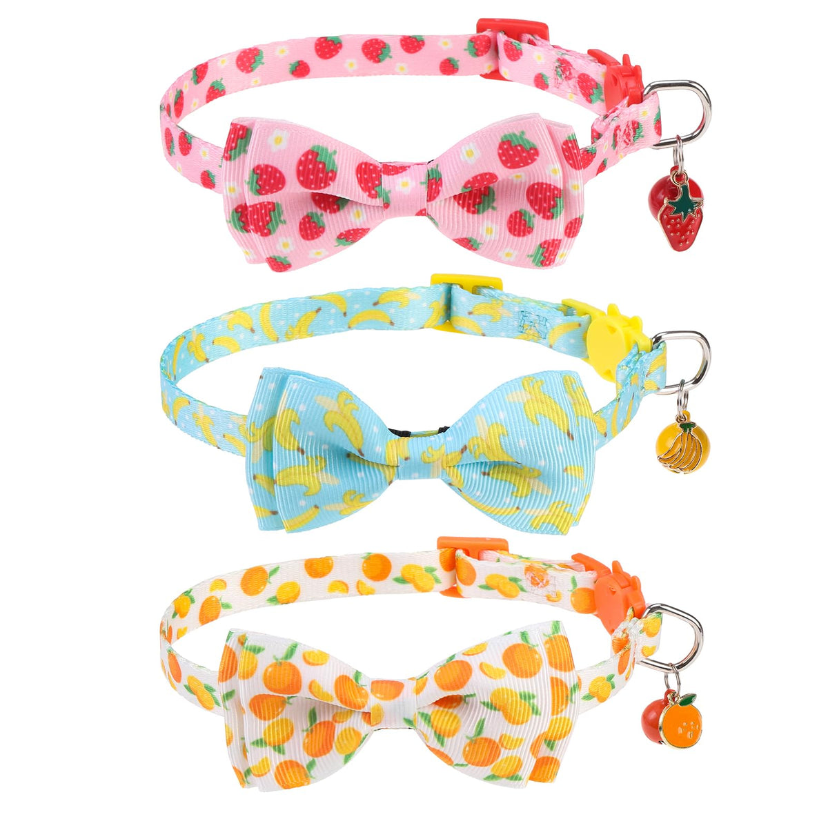 VKPETFR Breakaway Cat Collars Adjustable Kitten Collars with Bell & Cute Pendants - Decoration for Girl Boy Cats Puppy and Small Pets (Love Heart)