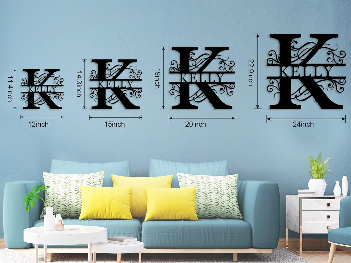Custom Metal Name Sign | Personalized Metal Signs | Split Letter Monogram Wall Decor | Last Name Sign | Family Name Sign | Personalized Anniversary Wedding Gift | Outdoor Metal Art | Housewarming Gift