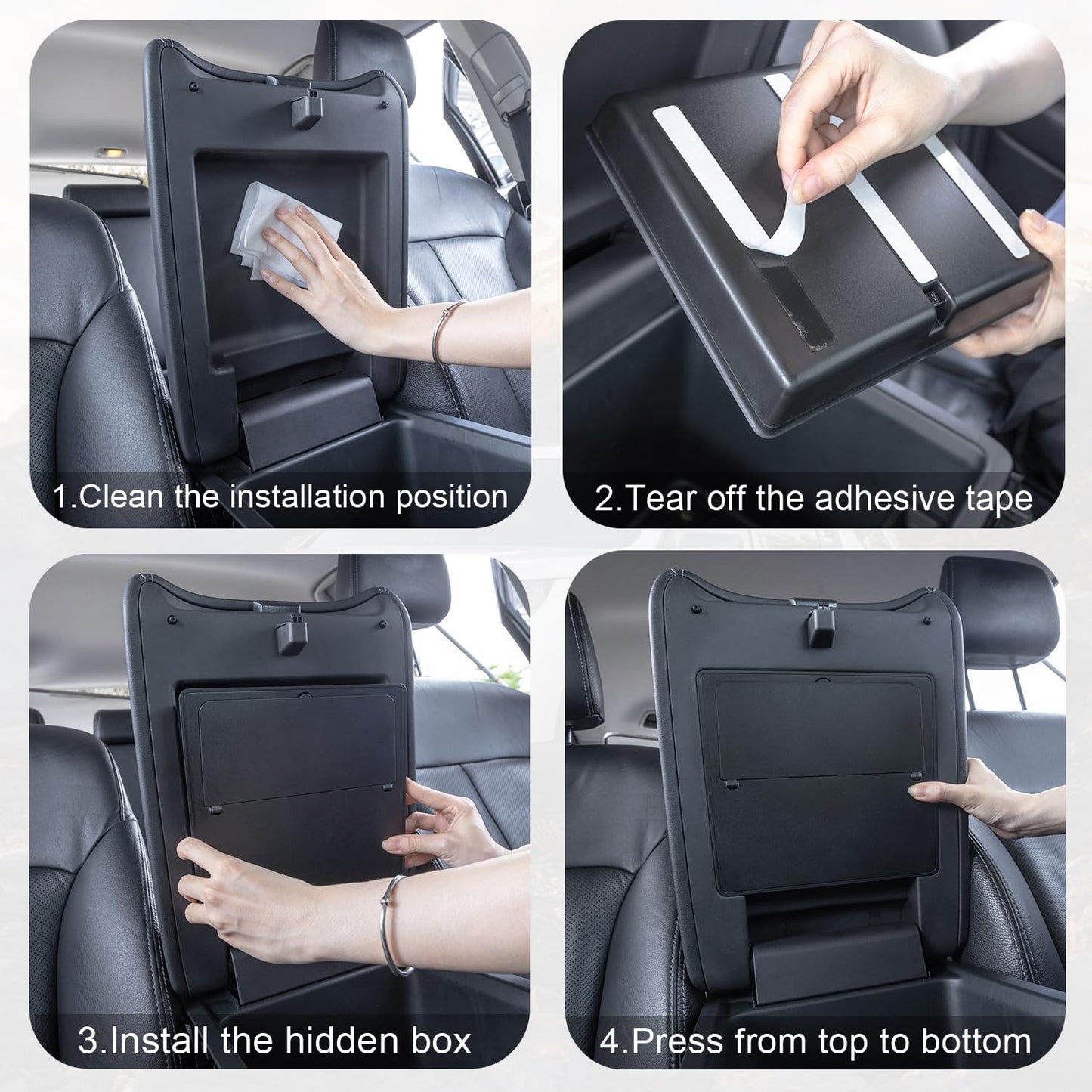 PIMCAR Center Console Hidden Organizer for 2023-2025 Honda Pilot, 2024-2026 Honda Ridgeline/Passport Armrest Hidden Storage Box Secret Compartment Press to Open and Close Car Accessories