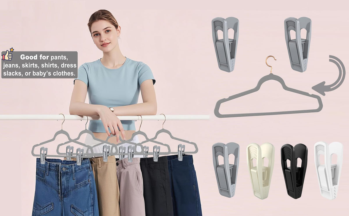 Hanger Clips Perfect for Velvet Hangers (20 Count)